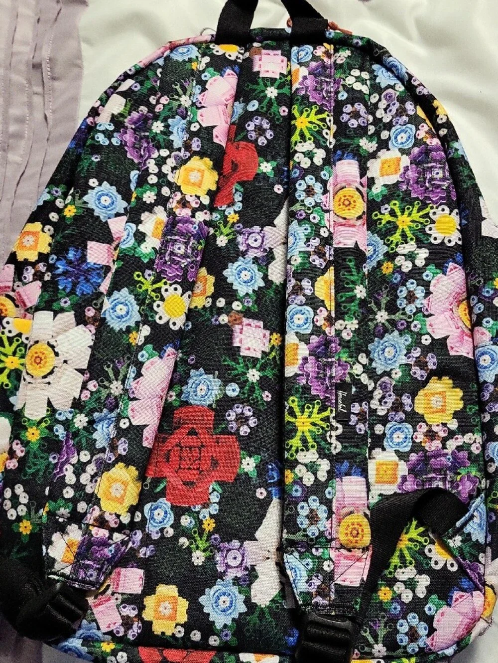Herschel Supply Company Kids Floral Black Backpack with Multicolor Blooms